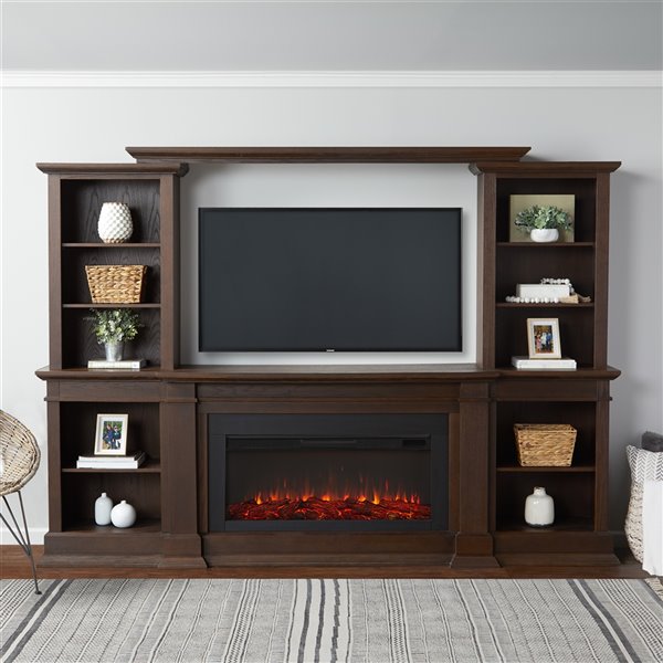 Real Flame MonteVista 107.62-in Chestnut Oak Infrared Electric Fireplace