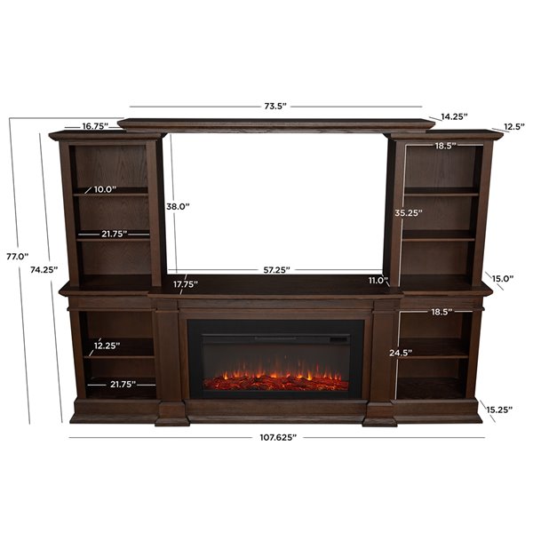 Real Flame MonteVista 107.62-in Chestnut Oak Infrared Electric Fireplace