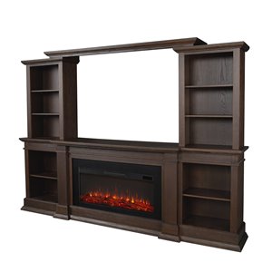 Real Flame MonteVista 107.62-in Chestnut Oak Infrared Electric Fireplace