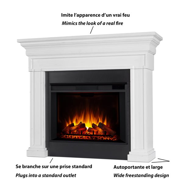 Foyer Électrique blanc rustique à infrarouge Emerson par Real Flame de 55.87 po