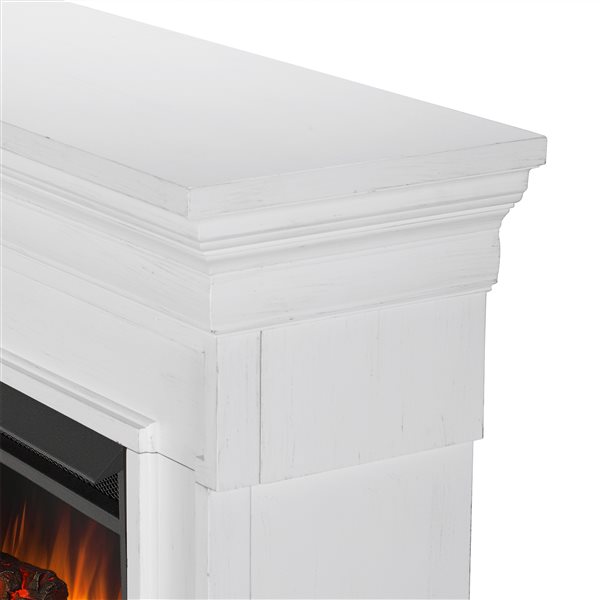 Real Flame Emerson 55 87 In W Rustic, White Electric Fireplace With Shelves