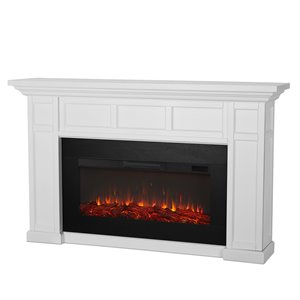 Real Flame Alcott 74.75-in Infrared Electric Fireplace in White