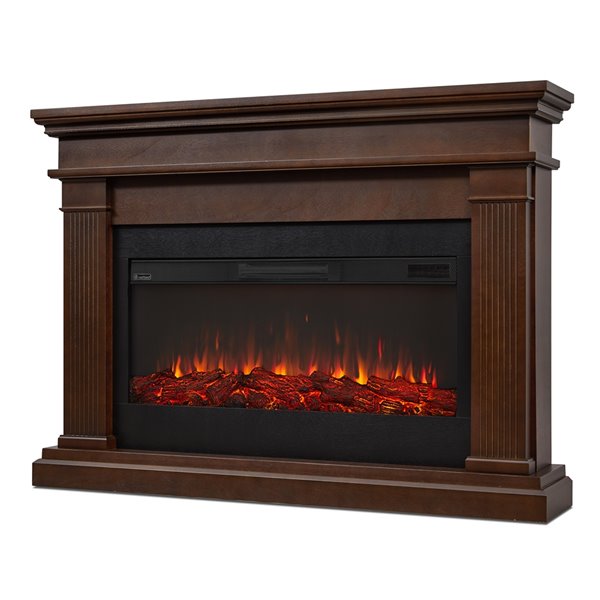 Real Flame Beau 58.5-in Dark Walnut Infrared Electric Fireplace