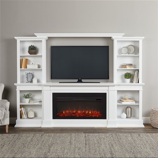 Real Flame MonteVista 107.62-in White Infrared Electric Fireplace