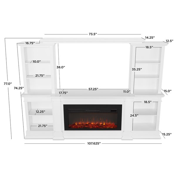 Real Flame MonteVista 107.62-in White Infrared Electric Fireplace