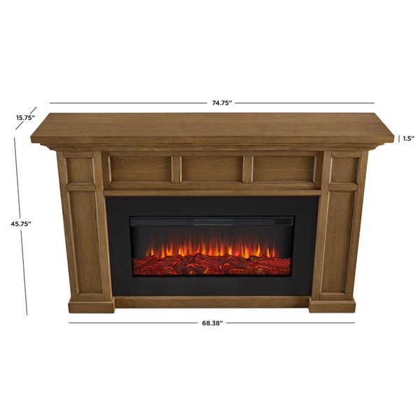 Real Flame Alcott 74.75-in Infrared Electric Fireplace in English Oak