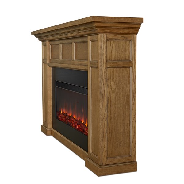 Real Flame Alcott 74.75-in Infrared Electric Fireplace in English Oak