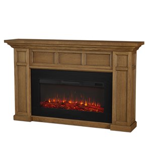 Real Flame Alcott 74.75-in Infrared Electric Fireplace in English Oak