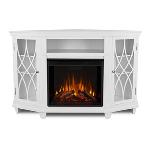 Real Flame Lynette 56.26-in Corner Infrared Electric Fireplace in White