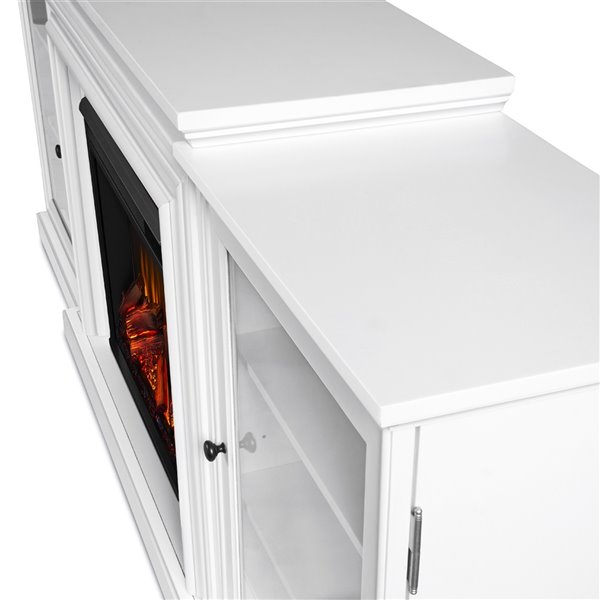 Foyer électrique à infrarouge de 72 po Frederick par Real Flame avec console multimédia intégrée blanche