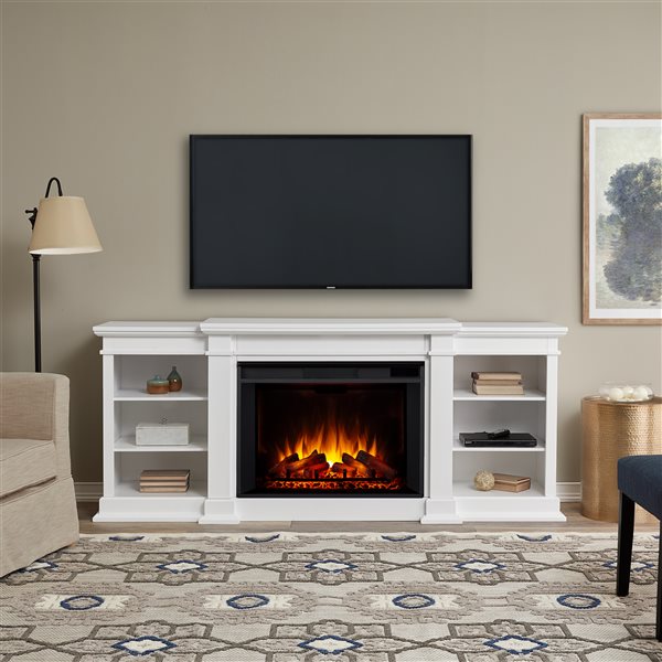 Real Flame Eliot 81.12-in White Infrared Electric Fireplace