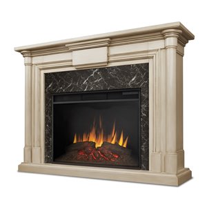 Foyer électrique à air forcé Maxwell de Real Flame, 57,75 po de large, blanc délavé