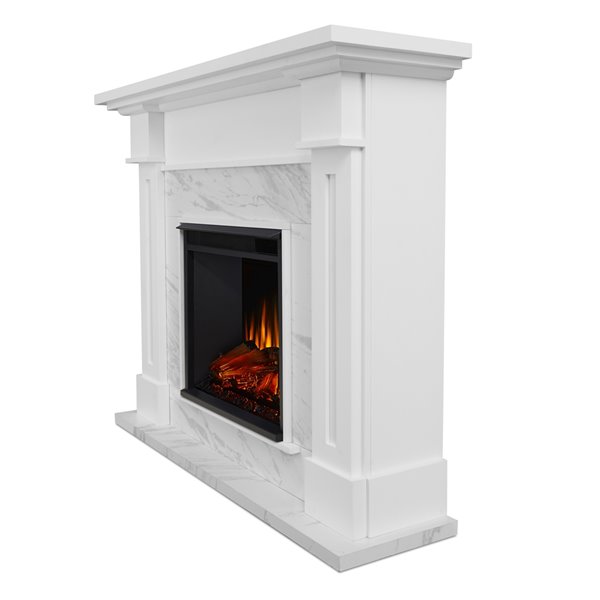 Real Flame Kipling 53 5 In W White With, Real Flame Kipling Faux Marble Electric Fireplace In White