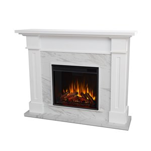 Real Flame Kipling 53.5-in W White with Faux Marble Fan-Forced Electric Fireplace