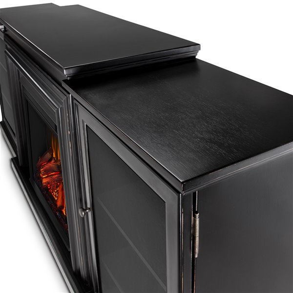 Foyer électrique à infrarouge de 72 po Frederick par Real Flame console multimédia intégrée couleur chêne châtain