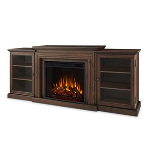 Real Flame Frederick 72-in Chestnut Oak Infrared Electric Fireplace with Integrated Media Console