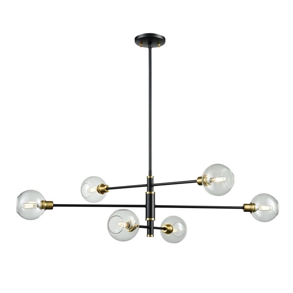 DVI Ocean Drive 6-Light Modern Kitchen Island Light - Venetian Brass and Graphite Grey