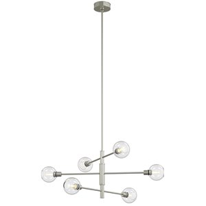 DVI Ocean Drive 6-Light Modern Kitchen Island Light - Satin Nickel and Chrome