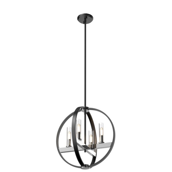 Luminaire suspendu Mont Royal par DVI, 4 lumières, 16 po x 17 po, chrome et gris graphite