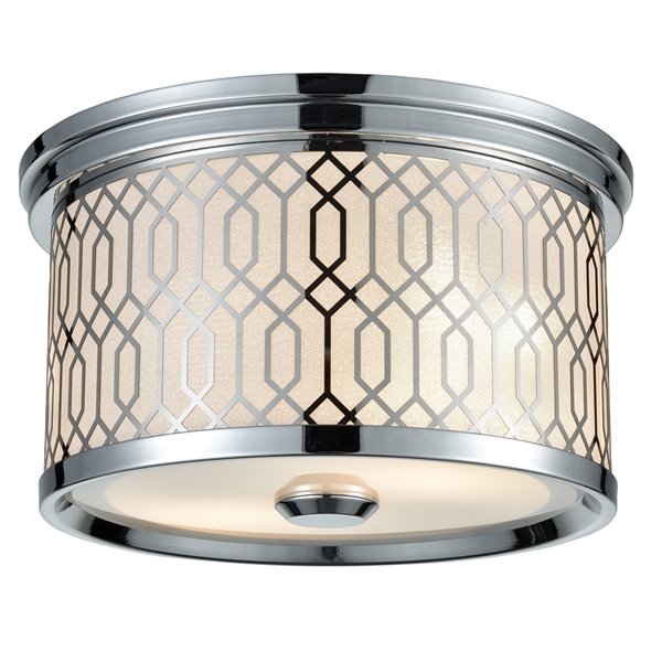 DVI Torino 2-Light Contemporary Ceiling Light - 11.75-in - Chrome and White