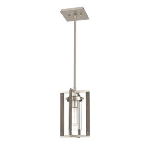 Mini luminaire suspendu Okanagan par DVI, 6,5 po x 10,25 po, nickel poli et bois de grange