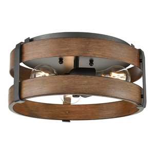 DVI Fort Garry 3-Light Contemporary Ceiling Light - 12.5-in - Graphite and Ironwood