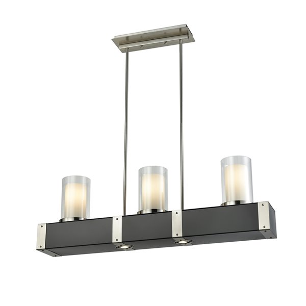 DVI Ste-Agathe 3-Light Modern Kitchen Island Light - Satin Nickel and Graphite Grey