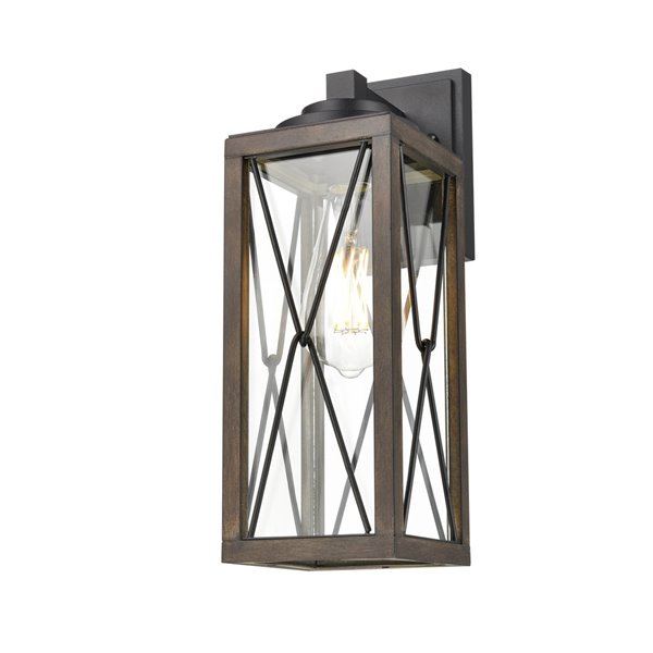 DVI County Fair Hardwired Outdoor Wall Sconce - 16.25-in - Black and Ironwood