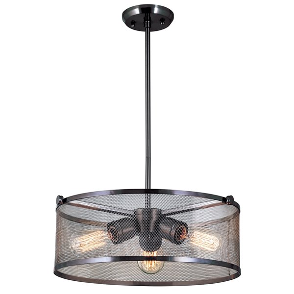 Luminaire suspendu Gastown par DVI, 3 lumières, 16 po x 7 po, gris graphite