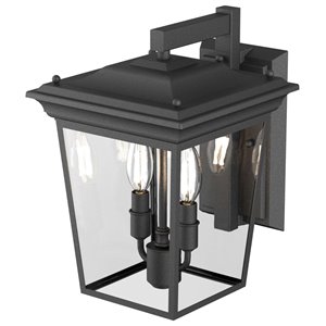 DVI Forest Hill 2-Light Hardwired Outdoor Wall Sconce - 13-in - Hammered Black