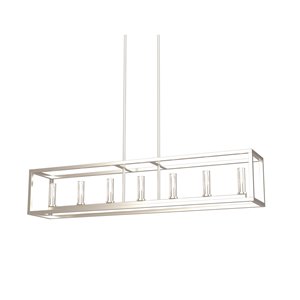 DVI Sambre 7-Light Modern Kitchen Island Light - Buffed Nickel and Clear Glass