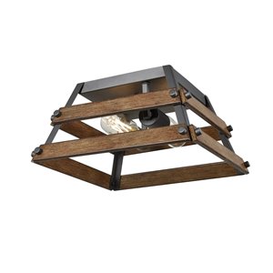 DVI Shediac 2-Light Contemporary Ceiling Light - 12.5-in - Graphite and Ironwood