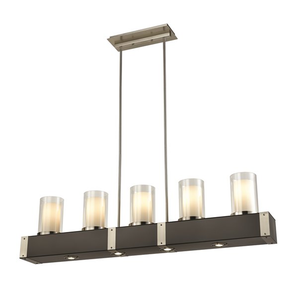 DVI SteAgathe 5Light Modern Kitchen Island Light Satin Nickel and