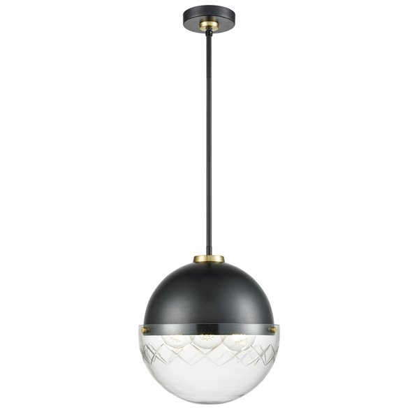 DVI Windu Pendant Light - 3-Light - 12-in x 12.75-in - Venetian Brass and Graphite Grey