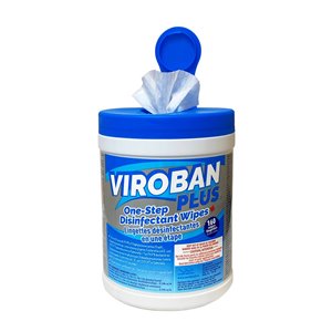Lingettes désinfectantes Viroban Plus, 6 po x 6,5 po, paquet de 160 lingettes