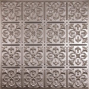 Tuiles de plafond décoratives Ceilume Fleur de Lys étain, 2 pi x 2 pi, paquet de 4