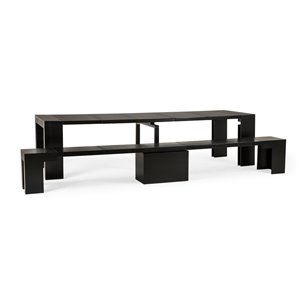Ensemble de salle à manger transformable, chêne noir, 18 po à 118 po