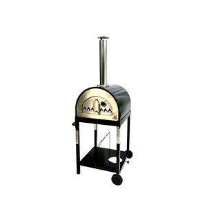 WPPO Traditional Wood Fire Pizza Oven with Stand and Cart - Black - 25-in