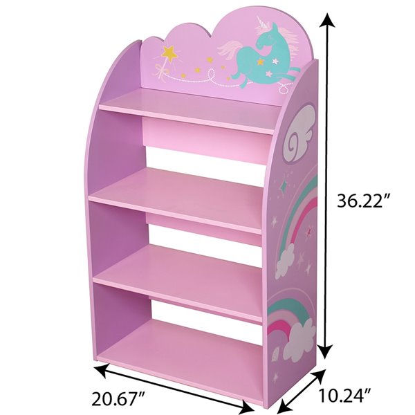 Danawares Unicorn 4-Layer Bookshelf - Pink - 36-in x 21-in