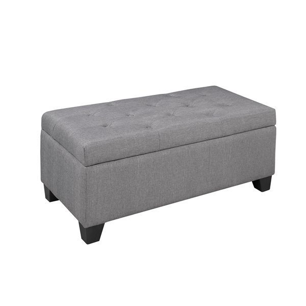 Pouf ottomane avec rangement gris, 17,7 po x 17 po x 36 po