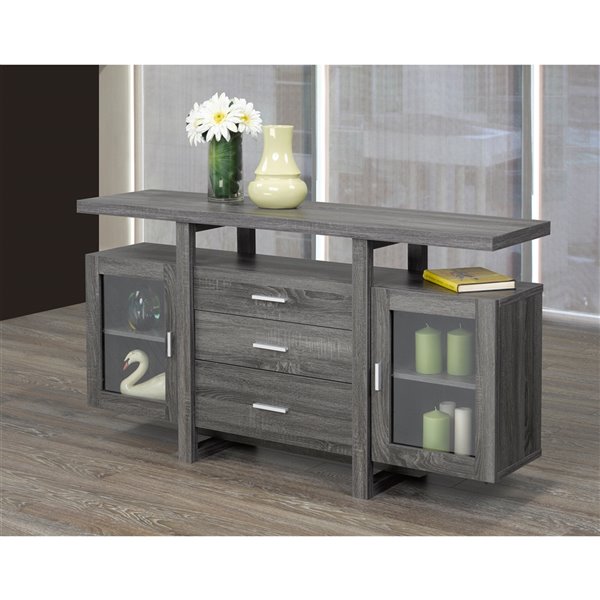 Brassex Venetian Buffet/Server with Storage in Grey Finish - 32.5-in x 15-in x 47-in