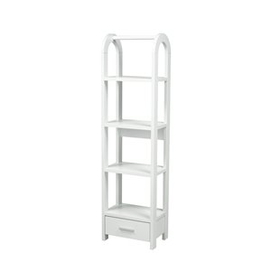 Brassex 4-Tier Contemporary Display Shelf with Storage, White