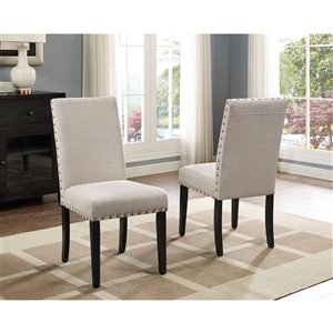 Brassex Avery Dining Chair in Beige Finish - Set of 2