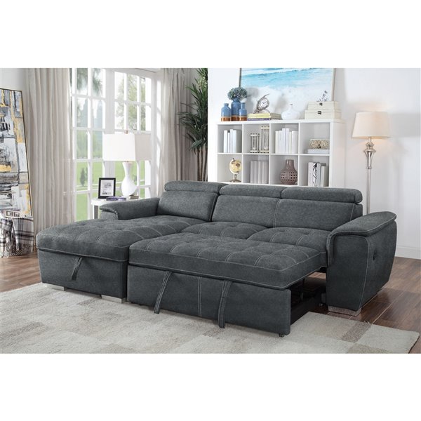 Bras Bentley Sectional With Pull Out, Leather Sofa With Pull Out Bed