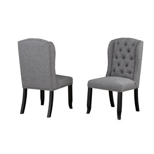 Brassex Memphis Tufted Dining Chair with Nail-Head Trim - Grey