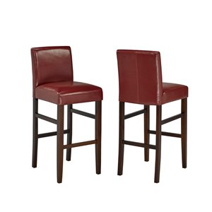 Brassex Contemporary Bar Stool in Red Finish - 29-in - Set of 2