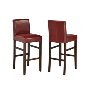Tabourets de bar contemporain de Brassex rouge, 29 po, ens. de 2