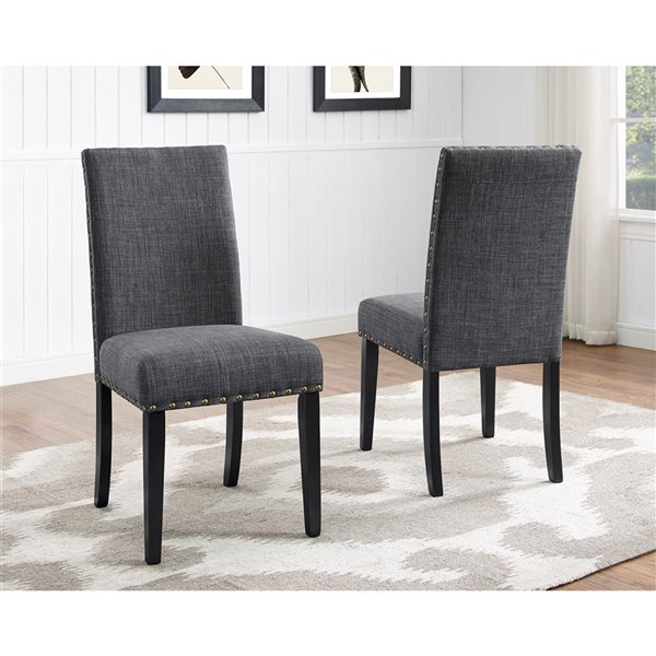 Brassex Avery Dining Chair in Grey Finish - Set of 2