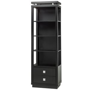 Meuble multimédia Brassex 4 tablettes et 2 tiroirs, noir, 74 po