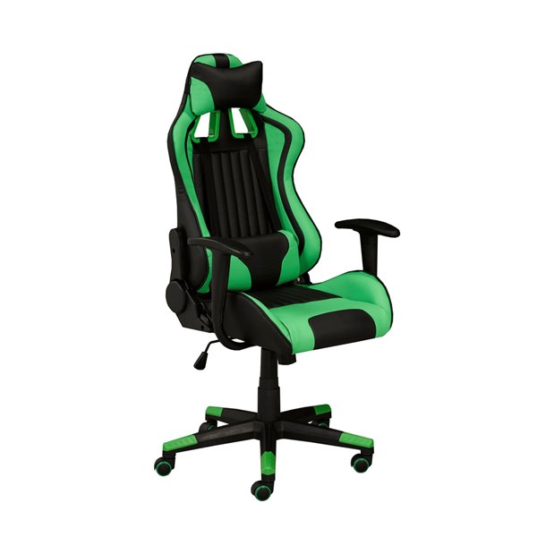 Brassex Avion Gaming Chair with Tilt and Recline Black/Green 5300-GR | RONA